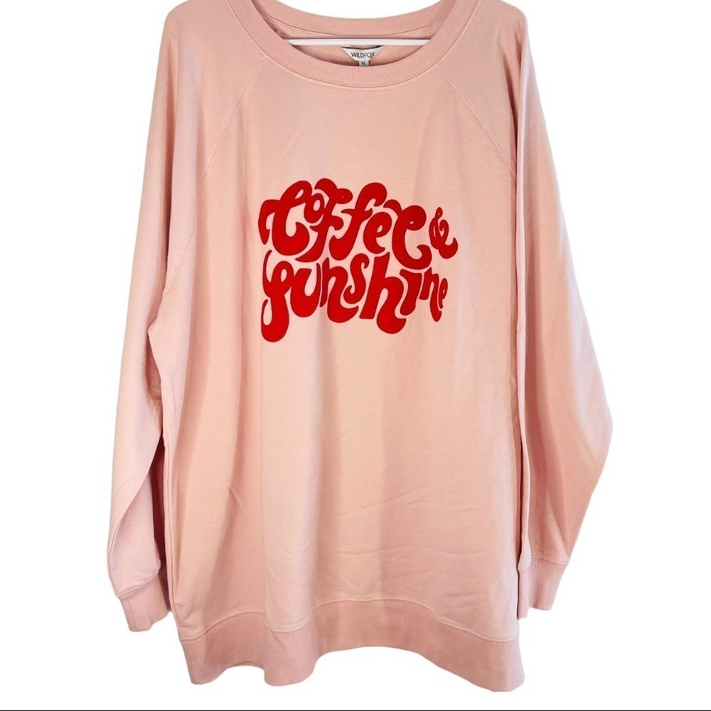 Wildfox Blush Crew Neck Sweater with Bold Red Graphic